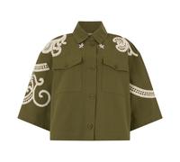 Weekend Max Mara, Femme, Blouses et Chemises, Vert, Taille: 36 FR Chemise courte avec détails brodés