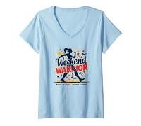 Weekend Warrior Labor Days pour l'autonomisation des Femmes T-Shirt avec Col en V, Femme, Bleu Céleste, XL
