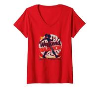 Weekend Warrior Labor Days pour l'autonomisation des Femmes T-Shirt avec Col en V, Femme, Rouge, L