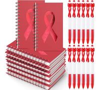 Weekgrat Lot de 24 blocs-notes rétractables pour la lutte contre le cancer de la prostate et du rectum - Mini stylo à bille avec ruban pour prévention des abus - Cadeau d'événement caritatif (rouge)