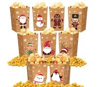 Weekgrat Lot de 90 boîtes à popcorn en carton motif Père Noël, 9 styles, sacs à popcorn effrayants pour bonbons, biscuits, cadeaux de fête