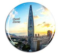Weekino Corée Lotte World Tower Séoul Aimant de réfrigérateur 3D Verre Cristal Touristique Ville Voyage Souvenir Autocollant de réfrigérateur Collection