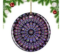 Weekino France Notre Dame de Paris Windows Décoration de noël Arbre de Noël Ornement Suspendu Pendentif Ville Voyage Collection Souvenirs Porcelaine 2.85 Pouce