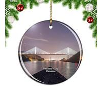 Weekino Pont centenaire, Canal, Panama, Panama Décoration de noël Arbre de Noël Ornement Suspendu Pendentif Ville Voyage Collection Souvenirs Porcelaine 2.85 Pouce