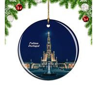 Weekino Portugal Fatima Sanctuaire de Noël Décoration de sapin de Noël Décoration à suspendre Décoration de ville Voyage Souvenir Collection Double Face Porcelaine 7,2 cm