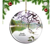 Weekino Sri Lanka Kandy Lake Décoration de noël Arbre de Noël Ornement Suspendu Pendentif Ville Voyage Collection Souvenirs Porcelaine 2.85 Pouce