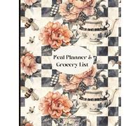 Weekly Meal Planner and Grocery List, Elegant Tea Party Aesthetic | 7.5 x 9.25, 110 Pages | For teens, and adults