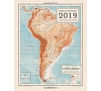 Weekly & Monthly 2019 12-Month Splendid Planner: Antique Vintage South America Map Agenda Book