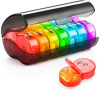 Weekly Pill Box Morning And Evening,Weekly Medicine,Dose 2 Times A Day,Bpa-Free Medication Box,For Storage Of Fish Oil,Capsules,Vitamins