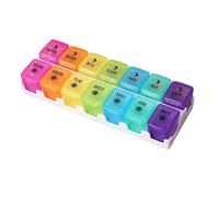 Weekly Pill Organizer - Anti-moisture Tablets Sorter | Quad-Seal Silicone Gasket with 14 Detachable Compartments & UV-Resistant Shell for Purse, Pocket, Home and Fridges