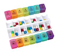 Weekly Pill Organizer - PM 7-Day 14 Detachable Compartments Pill Holder | Medicine Vitamin Tablet Sorter For Travel Purse Pocket Home | For Elderly Medication