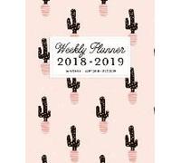 Weekly Planner 2018 - 2019, 16 Month: Pink & Black Cactus Pattern Scheduler Book, September 2018 - December 2019