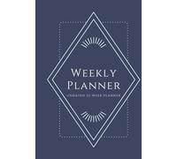 Weekly Planner: Undated 52-Week Planner - Weekly spread with Habit Tracker, Menu Planner, To-Do Lists, and Journal sections: Blue Modern Deco - 6"x9" - Hardcover
