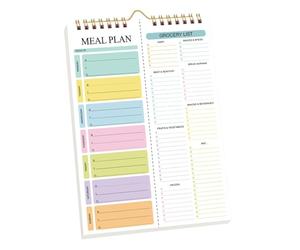 Weekly Recipe & Planner Notebook - 52 Week Undated Pastel Meal Organizer | 8.5x11 Large Spring-Loaded Meal Planning Pad With Shopping List, Perfect For Family Meål Prep & Diet Tracking