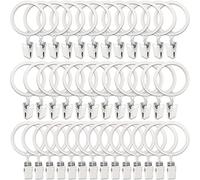 WeeksEight Lot de 40 anneaux de rideaux blancs avec clips, crochets à rideaux pour suspendre des rideaux, des nœuds, des chapeaux, des anneaux de draperie de 3,8 cm I D, convient pour une tringle à