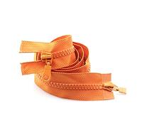 Weeksu 1 pièces 70/80cm 5# résine Double Curseur Fermeture éclair Ouverte pour Doudoune Bricolage vêtements Sac de Couchage Accessoires de Couture, Orange, 70cm
