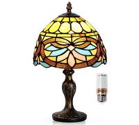 WEEKSUN Lampe en Vitrail de Table Avec Ampoule Vintage Fleur Vitrail Style Table Lampe, Chambre Lampe Art Deco Vintage Lampe De Salon Sur Table, Coration de Chambre