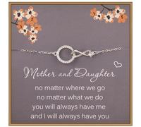 Weelody Bracelet mère et fille, bracelet infini en argent sterling 925 CZ pour femme, cadeau pour maman de la part de sa fille, cadeau d'anniversaire pour maman, M, Argent sterling