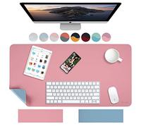 Weelth Tapis de bureau, pad de bureau cuir PU 800*400mm, double face portable tableau d'écriture étanche pour bureau et maison (Bleu Ciel/Rose)