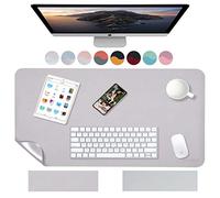 Weelth Tapis de Souris , Pad de Bureau 40cm x 80cm Tapis en Cuir Double Face Tapis de Portable, Tableau d'écriture étanche pour Bureau et Maison(800*400mm, Gris/Argent)