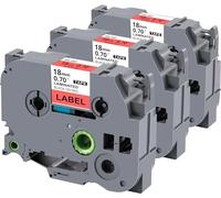 Weemay Lot de 3 rubans d'étiquettes TZe-441 de rechange pour Brother P-Touch 18 mm 0,7 noir sur rouge 3/4 TZe TZ Tape TZ-441 TZ441 TZe441 pour PT-D400AD PT-D610BT PT-D600 PT-D410 Imprimante 1,8 cm x 7 m