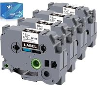 Weemay Lot de 4 rubans d'étiquettes TZe-345 de rechange pour Brother P-Touch 18 mm 0,7 Blanc sur noir 3/4 TZe TZ Tape TZ-345 TZ345 TZe345 pour PT-D400AD PT-D610BT PT-D600 PT-D410 Imprimante 1,8 cm x 7 m