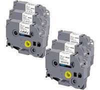 Weemay Lot de 6 étiquettes TZe TZ de 12 mm compatibles avec Brother - Ruban laminé noir sur transparent et blanc TZe-131 pour P-Touch PTD220 PTD600 PT-D410 PTH110BP - 12 mm x 8 m