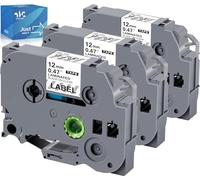 Weemay TZe-131 Lot de 3 rubans adhésifs transparents compatibles avec Brother P-Touch 12 mm TZ131 TZ-131 TZe131 Noir sur transparent pour étiqueteuse PTouch PT-D210 PT-H100 PTD400AD PTD600, 1,2 cm x 8 m