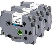 Weemay TZe-251 Lot de 3 rubans d'étiquettes compatibles avec Brother P-Touch 24 mm 0,94 mm laminé blanc 3/4 TZe TZ TZ-251 TZ251 TZe251 pour imprimante PT-D600 PT-D610BT PTP700 PTP710BT 2,4 cm x 7,9 m