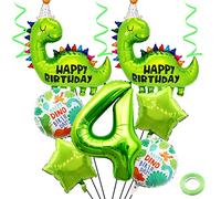 Weenkeey 4 ans dinosaure anniversaire ballon grand mignon dinosaure alliage d'aluminium ballon 4 ans dinosaure thème fête polyester film ballon garçon fille anniversaire décoration - Vert