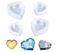 Weenkeey 4 pièces diamant coeur résine moul porte-clés charme silicone 3D bijoux moule d'amour epoxy résine bricolage artisanat Home Décor