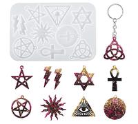 Weenkeey punk style pendentif époxy moule Star Sun Anka Cross Resin bijoux moule charme magique silicone moule bricolage artisanat moule de fonderie Bijoux Boucles d'oreilles pendentif porte - clés