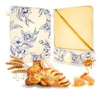 Weenkler Sac à Pain Cire d'Abeille 2 Pack Réutilisable Coton (Bleu) | Fermeture éclair en L, 30x40cm, pour pain fait maison. Alternative durable au plastique, longue conservation.