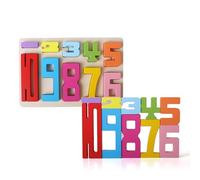 Weenwill Blocs de Construction en Bois,10 PCS Blocs de Chiffres en Bois avec Plateau de Rangement,Blocss de Construction d'Empilage Numérique des Relations Parents-Enfants
