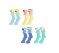 Weenwill Chaussettes Magnétique,4 Paires Funny Holding Hands Socks À Aspiration Magnétique Chaussettes Aimantées 3D,Cadeau Amusant pour Hommes,Femmes,Amoureux,Amis (Multicolores)