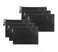 Weenwill Pochette de Dépôt,6 PCS Pochettes A5,Porte-Documents de Voyage,Pochettes Zippées en Tissu Oxford Imperméable 24 x 18 cm,pour Classeur,Trousse de Toilette,Porte-Monnaie (Noir)