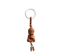 Weenwill Porte Clés Bouddha en Bois,Bouddhisme Keychain Figurine de Bouddha Amulette Bouddhiste Porte-Bonheur pour Le Cadeau Porte-Bonheur Pendentif Voiture Bricolage