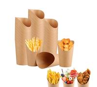 Weenwill Porte Frites Tasses,50 PCS Boite Pop Corn,12oz Snacks Kraft Tasses Porte Frites,Pochettes Cornets à Frites,Barquette Frite,Porte Gobelets en Papier Kraft Convient aux Frites Popcorn Gaufres