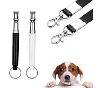 Weenwill Sifflets pour Chien,2 Pièces Sifflet Ultrason Chien Anti Aboiement Haute Fréquence Sifflet Chien Rappel avec Lanière Réglable(Blanc,Noir)