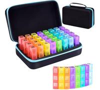 WEEOATAR Pilulier mensuel 3 fois par jour, facile à utiliser avec fermetures éclair, fournitures médicales avec compartiments individuels pour vitamines, huile de poisson, compléments (bleu)