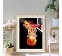 WEEPEF Feu de Basket-Ball Diamond Painting, DIY Diamant Painting Broderie Diamant Kit Complet, 30x40cm Peinture Diamant Adulte Point de Croix Tableau Perle Diamant Art pour Maison Décoration W-3136