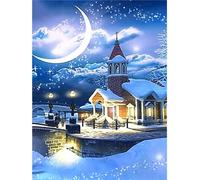 WEEPEF Paysage de Neige Diamond Painting, DIY Diamant Painting Broderie Diamant Kit Complet, 40x50cm Peinture Diamant Adulte Point de Croix Tableau Perle Diamant Art pour Maison Décoration W-12438