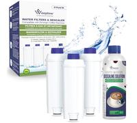 Weeplow Kit 3 Filtres à Eau et Détartrant pour Machine à Café Delonghi ECAM | 3 filtres et détartrant 300ml. Compatible Magnifica, Dinamica, Autentica, Primadonna, séries ECAM, ESAM, ETAM, BCO, EC.