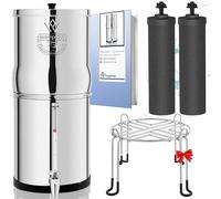 Weeplow® Neptune - Système de Filtration d'Eau par Gravité 11 Litres AISI 304 avec 2 Eléments de Purification O'Pure 2, Robinet avec Niveau d'Eau et Support Inox Offert
