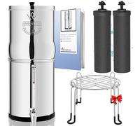 Weeplow® Venus - Système de Filtration d'Eau par Gravité 5,6 Litres AISI 304 avec 2 Eléments de Purification O'Pure 2, Robinet avec Niveau d'Eau et Support Inox Offert