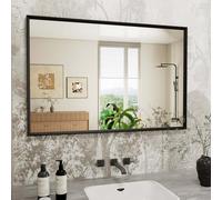 WEER Miroir de Salle de Bain Noir, 60 x 90 cm, Miroir de Courtoisie Mural Rectangulaire, Cadre Vintage Décoratif pour Salle de Bain, Chambre, Salon, Horizontal ou Vertical