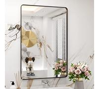 WEER Miroir de Salle de Bain rectangulaire avec Cadre Noir, 61 x 91,4 cm, Noir Mat, Montage Mural, Style Moderne, Verre trempé incassable, Facile à Installer