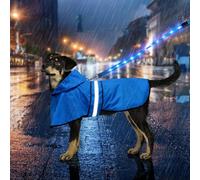 Weesiber Manteau de Pluie Imperméable Réfléchissant pour Chien, Veste Ajustable pour Animal de Compagnie, Poncho pour Petit Moyen Grands Chiens (M, Bleu)