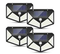 WeeTech 4 Lampes solaires LED d'extérieur | Lampe solaire avec détecteur de mouvement et 3 modes d'éclairage | projecteur solaire pour jardin étanche avec 100 LED (4)