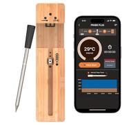 WEETIEE Jusqu'à 100m Longue Portée Thermomètre à Viande numérique sans fil Thermometre Cuisine Bluetooth intelligent Thermomètre de Barbecue Contrôle par App, Poignée en Céramique, pour Grill,four
